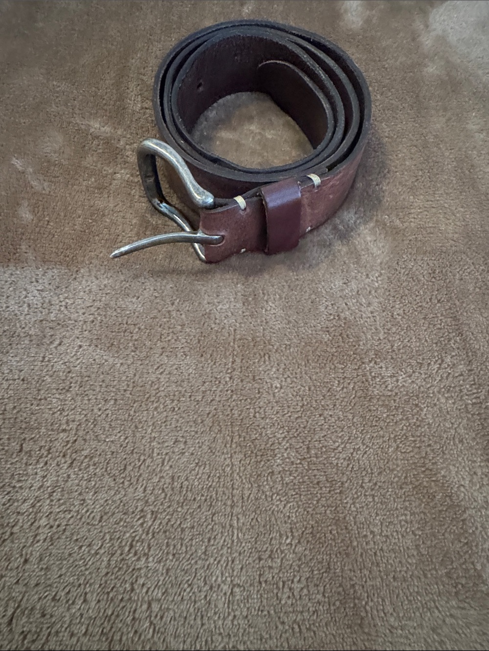 Women's Brown Leather Belt with Silver-Tone Buckle